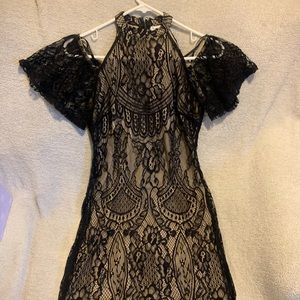Black lace stretch cocktail dress by love, Fire